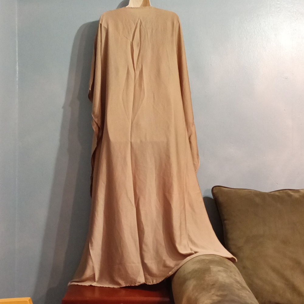 Champagne women's batwing maxi dress lace up front size 2x - Picture 11 of 17